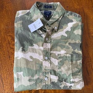 J Crew Camouflage Slim Fit Flex Button Down
